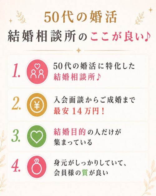 50代の婚活 結婚相談所オンライン 最新情報